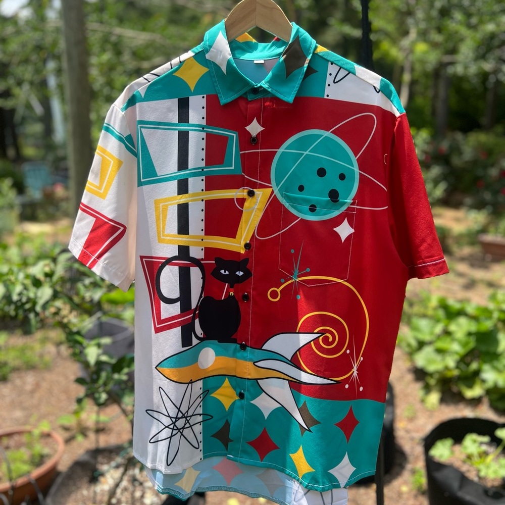 Men's Summer Casual Hawaiian Aloha Button Down Up Beach Shirt Retro - Picture 3 of 5